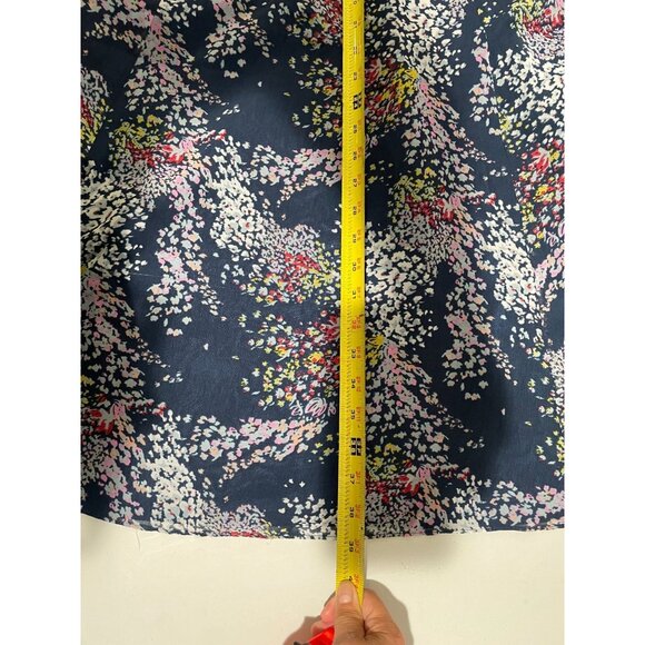 ModCloth Floral A-Line Midi Skirt S Polyester Navy Multicolor Pockets - Picture 11 of 16